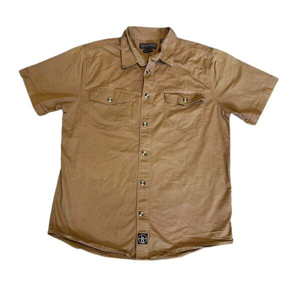 Lincoln Outfitters Classic Fit Golden Brown Men's XLR Button Down Shirt - Picture 1 of 6